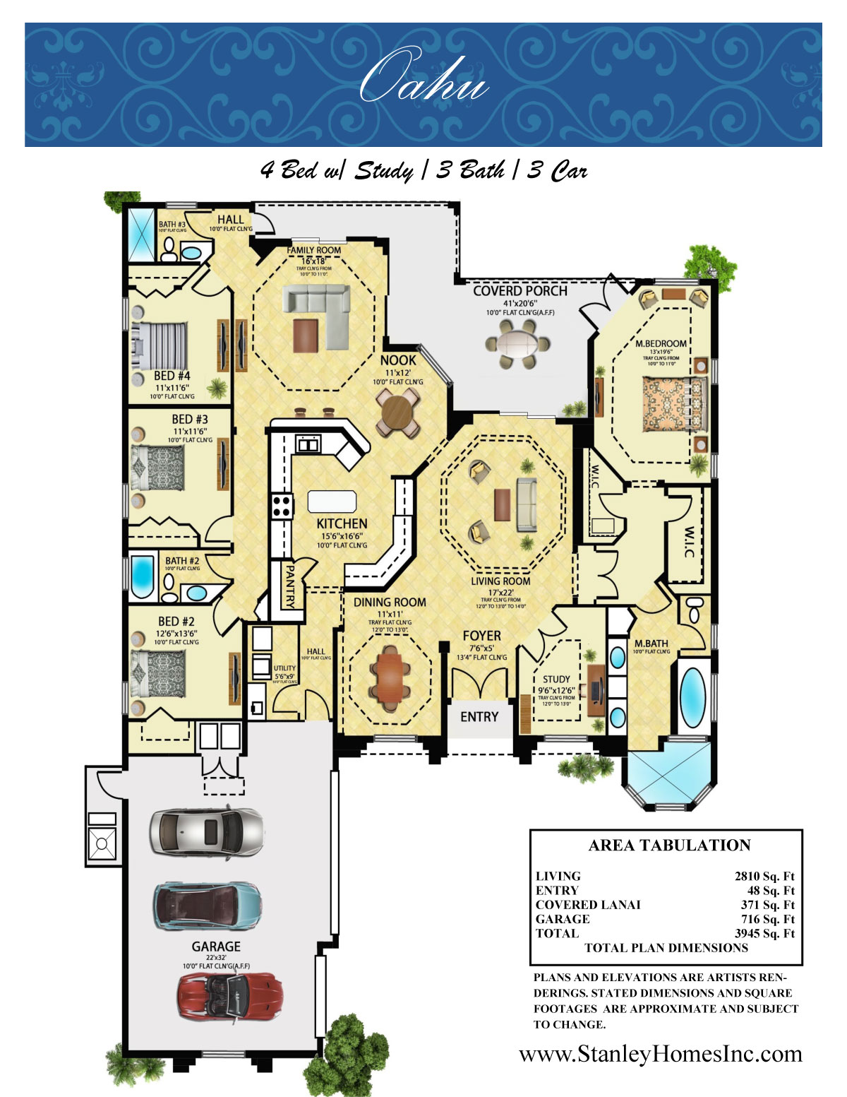 Oahu Floor Plan Custom Home from Stanley Homes Melbourne FL