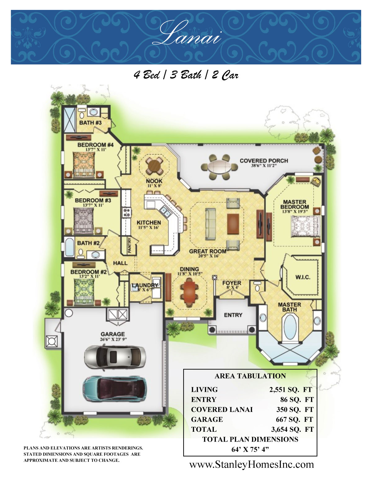 Lanai Floor Plan custom homes Melbourne Florida Stanley Homes Brevard county