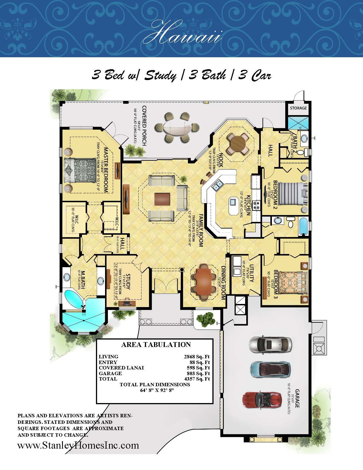 Stanley Homes Hawaii Floor Plan custom home in Viera and Brevard FL