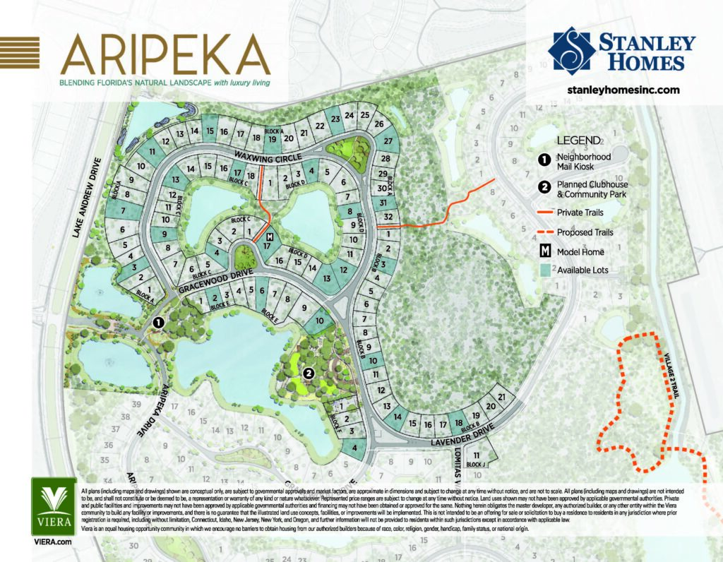 Aripeka Community Map by Stanley Homes Viera FL